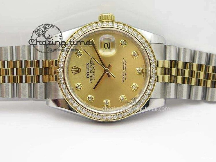 MiroTime 1219 HighPerformance DateJust 116234 BP Best Edition SS YG Gold Dial Diamond Markers On SS Bracelet A2824 V 3940